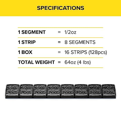 StanceMagic 0.5oz 1/2oz Black Adhesive Stick On Wheel Weights, 128 Pieces - color: Black, size: 4 lbs (64oz)