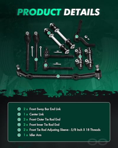 SCITOO 10pcs Suspension Kit Tie Rod End Adjusting Sleeve Sway Bar Link Center Link Idler Arm Fit 1978-1987 For Buick Regal 1978-1987 For Chevy El Camino 1978-1983 For Malibu 1978-1988 Monte Carlo