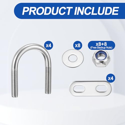 METALLIXITY U Bolts 4Set M6x22x42,Round U Bolt Kits 304 SS U Clamp - color: Silver, size: M6x22x42mm