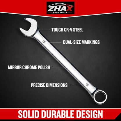 zhax 13mm Metric Combination Wrench, 12 Point Box End, 15 Degree Offset Design, Mirror Polish Finish, Forged CR V Steel, Hand Tools for Mechanics, Ideal for Auto and Home Repair - size: 13mm