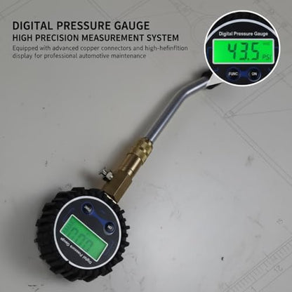 Digital Compression Tester Kit 300 PSI - Automotive Gasoline Engine Cylinder Compression Gauge with Adapters & Hose, Professional Diagnostic Tool for Car, Motorcycle, Small Engine