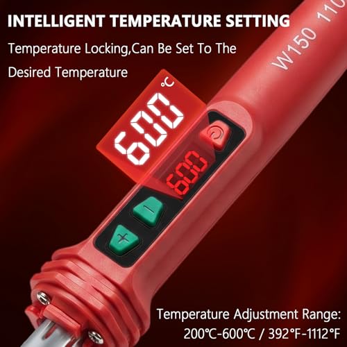 GNI Upgraded 150W LED Digital Adjustable Temperature Plastic Welder Kit - color: Red