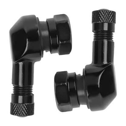 Black Aluminum 90 Degree CNC Motorcycle Tire Valve Stems TV25AL for Honda, Kawasaki, Suzuki, Yamaha, BMW, 0.453"/11.3mm+0.4mm Valve Hole Dia, Pack of 2 - size: TV25AL-11.3 2pcs