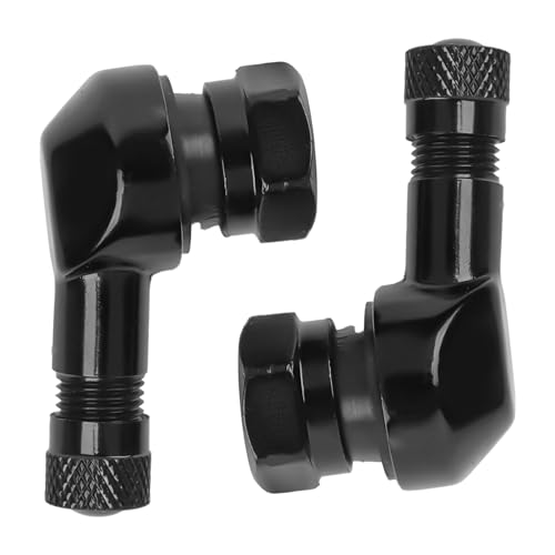 Black Aluminum 90 Degree CNC Motorcycle Tire Valve Stems TV25AL for Honda, Kawasaki, Suzuki, Yamaha, BMW, 0.453"/11.3mm+0.4mm Valve Hole Dia, Pack of 2 - size: TV25AL-11.3 2pcs
