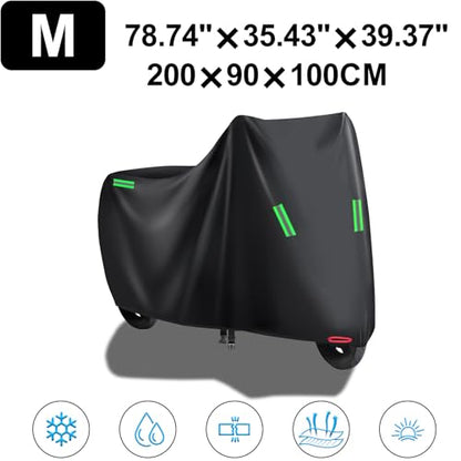 Motorcycle Cover All Season Universal Weather Quality Waterproof Sun Outdoor Protection Night Reflective with Lock-Holes Fits up to 78.7" for Most Scooters Mopeds Mini Motorcycle Vehicle Cover - size: M size: 78.4"