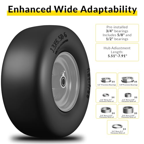 RONPOW 13x6.50-6 Flat Free Zero Turn Lawn Mower Tires, 500lb Load Capacity