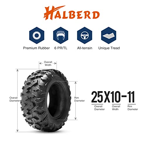 HALBERD ATV Tire, 25x10-11, 6PR All Terrain - size: 25x10-11