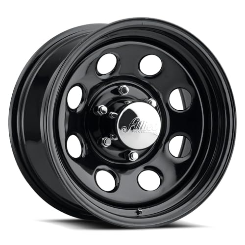 Allied Wheel 82B Black Soft 8 17X9 6X5.5, 4.5"BS, Durable Gloss Black Finish Steel Wheel for Cars and Light Trucks, Chrome Cap Included, Protective E-Coating