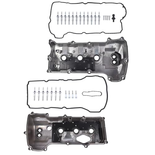 Left & Right Aluminum Engine Valve Covers w/Gasket Replacement for Ford F-150 3.5L V6 2013-2016 Expedition Transit-150 250 350 Replace# DL3Z6582C DL3Z-6582-C BL3Z6582H BL3Z-6582-H Vahaha