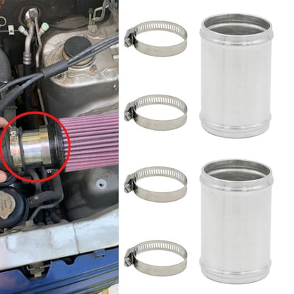 51mm(2") OD, Length 3" (76mm), Straight 2 Inch 6061 Aluminum Hose Joiner Tube Intercooler Pipe Connector High Class Glossy Polished Treatment Air Intake Tube with Bead Roll, 2 PCS - size: OD 2" (51mm)- 2 PCS