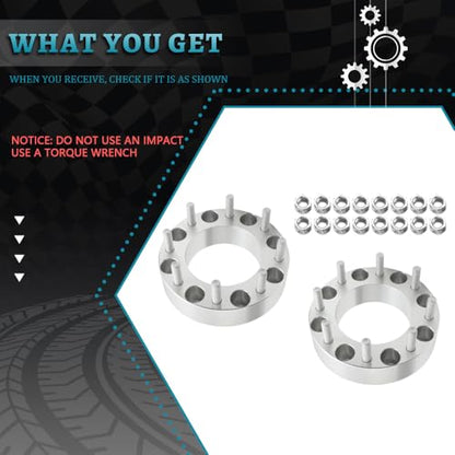 IRONTEK 8x180mm Wheel Spacers Compatible for Chevrolet Silverado 1500 2500 3500, for Chevrolet Suburban 2500; for GMC Savana 3500, Sierra, 8x6.5 2 inch Thread Pitch M14x1.5 Hub Bore 126.15mm 2PCS - size: 8x180-2PCS