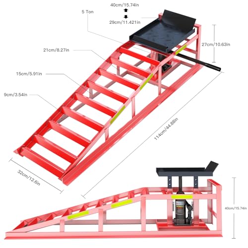 Larbanke 5 Ton Hydraulic Car Ramps,2 PCS,RED