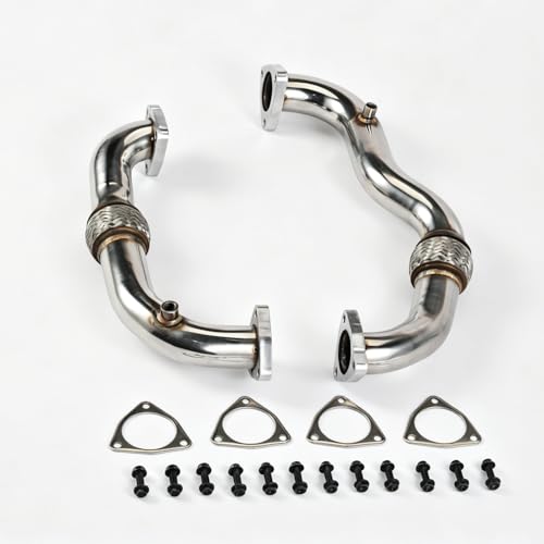 Stainless Steel Exhaust Pipes for Ford 2008-2010 F-250 F-350 F-450 F-550 SuperDuty 6.4L Powerstroke Diesel - size: for 2008-2010 F250 F350 F450 F550