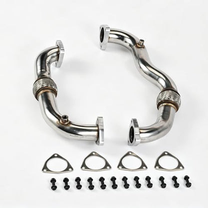 Stainless Steel Exhaust Pipes for Ford 2008-2010 F-250 F-350 F-450 F-550 SuperDuty 6.4L Powerstroke Diesel - size: for 2008-2010 F250 F350 F450 F550
