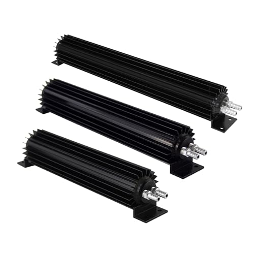 Universal 15'' Aluminum Dual Pass Finned Transmission Oil Cooler W/Fittings Black - color: Black, size: 15''