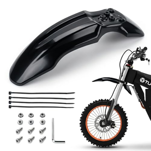 Dirt Bike Front Fender for Yozma IN10 Tuttio Soleil 01 MX350/500/650 SX500 KX110 XR70 Ridstar Q20 CRF50 Style with Mounting Bolts Ebike Dirt Pit Bike Wheel Mudguard (Black) - color: Black