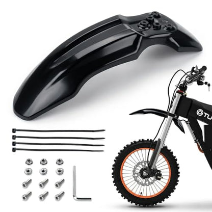 Dirt Bike Front Fender for Yozma IN10 Tuttio Soleil 01 MX350/500/650 SX500 KX110 XR70 Ridstar Q20 CRF50 Style with Mounting Bolts Ebike Dirt Pit Bike Wheel Mudguard (Black) - color: Black