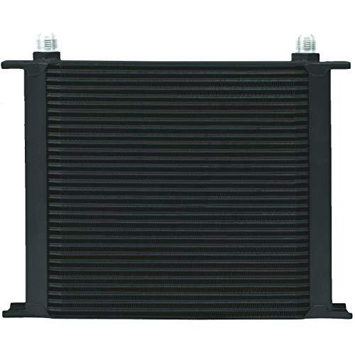 34 Row Heavy Duty Black Aluminum Engine Transmission Oil Cooler 6AN End Fittings 9" Inch Electric Cooling Fan Kit