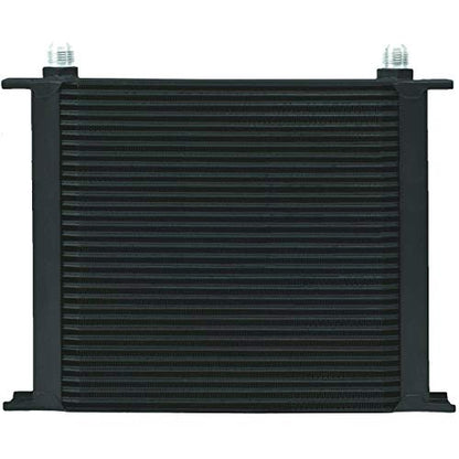 34 Row Heavy Duty Black Aluminum Engine Transmission Oil Cooler 6AN End Fittings 9" Inch Electric Cooling Fan Kit