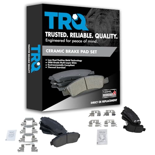 TRQ Front and Rear Brake Pad Set Ceramic - color: Ceramic, size: BFA12997