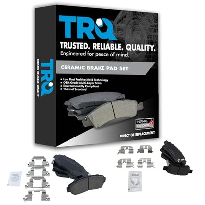 TRQ Front and Rear Brake Pad Set Ceramic - color: Ceramic, size: BFA12997