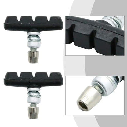 2 Pairs Bike V Brake Pads with Hex Nuts Hex Wrench for Mountain Bike, Road Bicycle, MTB, BMX