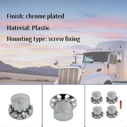 Silscvtt Chrome Semi Truck Hub Cover Wheel Axle Cover Center Caps Complete with 33mm Screw-on Lug Nuts for 22.5 Inches and 24.5 Inches Semi Truck Wheels 4 Rear - size: 22.5 inches, 24.5 inches