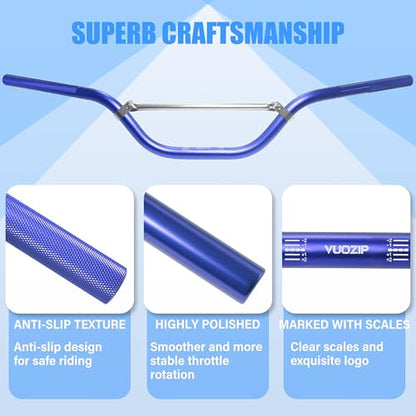 Universal 7/8" 22mm Dirt Bike Handlebar Set,Choice of Mid or High-Rise Aluminum Handlebars with Anti-Slip Grips & Crossbar for Pit Bike, Dirt Bike,ATV, Quad,Motorcycle (Blue, Mid Rise Handlebar) - size: Mid Rise Handlebar