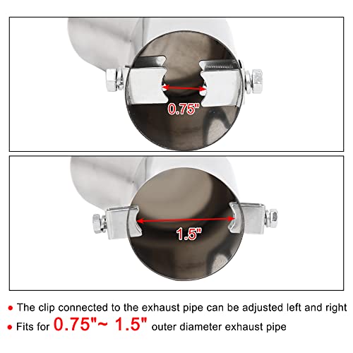 uxcell Universal Fit Diameter 0.75" -1.5" Stainless Steel Chrome Curved Exhaust Tail Muffler Tip Pipe for Vehicle