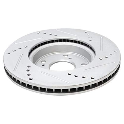 TRQ Performance Front and Rear Brake Rotor Set G Coated Drilled and Slotted - style: BRA15086