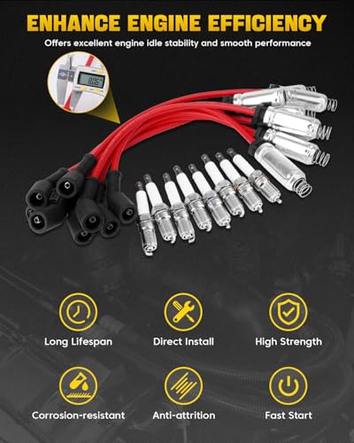 8Pcs 41-962 Spark Plugs & 9748HH Spark Plug Wires for LS Engine