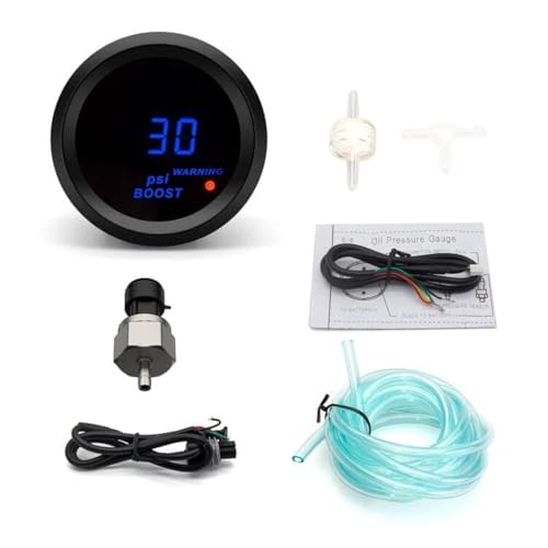 Car Digital Gauge 52mm Blue LED Automobile Meter… (Boost Gauge(New Sensor)) - style: Boost Gauge(New sensor)