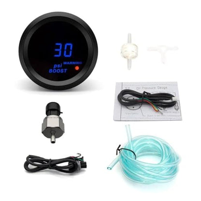 Car Digital Gauge 52mm Blue LED Automobile Meter… (Boost Gauge(New Sensor)) - style: Boost Gauge(New sensor)