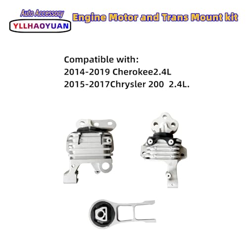 Yllhaoyuan Set of 3 Hydraulic Engine & Transmission Mounts - size: 2014-2019 Cherokee 2.4L
