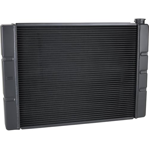 Speedway Motors 31” Double Pass Aluminum Racing Radiator for SBC and BBC Engines, 2-Row 1” Tube Core, 2.25” Thick, Black Finish, High Cooling Efficiency