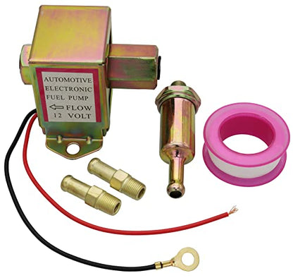 12v 4.5-7PSI Universal Heavy Duty Gas Diesel In-Line In-Tank Electric Fuel Pump EP014 With Installation Kit For Metal Solid Petro Gasoline or Diesel Engine Motorcycle Carburetor Lawn Mower Trucks