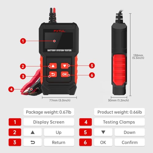 BT50 12V Battery Tester, 20-2000 CCA Load & Charging System Analyzer