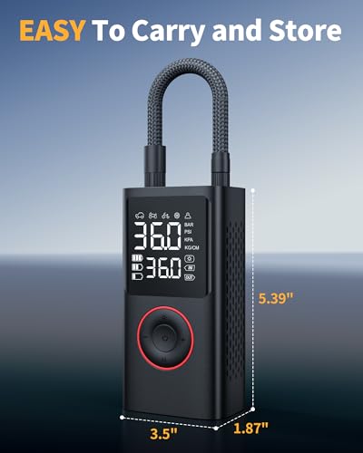 Powools Tire Inflator Portable Air Compressor, Black, Standard Capacity - size: Standard Capacity