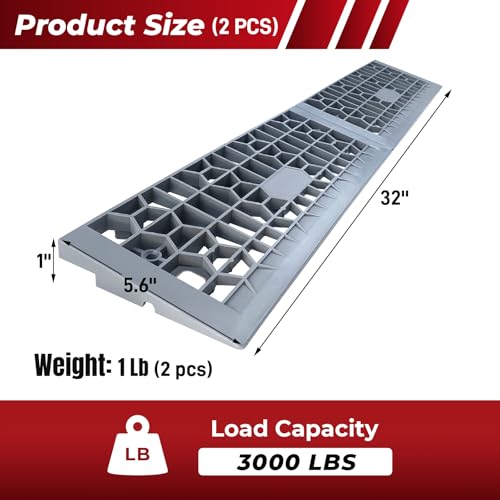 ROBLOCK 1 Inch Rise Detachable Threshold Wheelchairs Ramps for Home Steps Entry, Portable Modular Door Ramps for Doorways and Cars, Load Capacity 3000 LBS, 2 PCS - size: 1" Rise