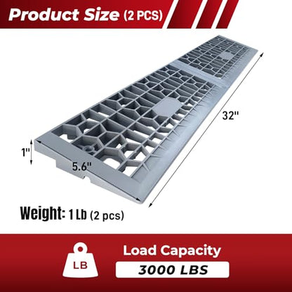 ROBLOCK 1 Inch Rise Detachable Threshold Wheelchairs Ramps for Home Steps Entry, Portable Modular Door Ramps for Doorways and Cars, Load Capacity 3000 LBS, 2 PCS - size: 1" Rise
