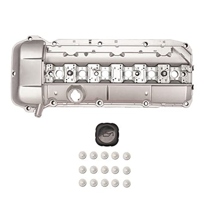 Aluminum Valve Cover Replacement for BMW 323i 323Ci 325i 325Ci 328i 328Ci 330i 330Ci 330Xi 525i 528i 530i X5 Z3 M52 M54 2.5L 2.8L 3.0L (with Gasket & Bolts) 11121432928 - size: 11121432928