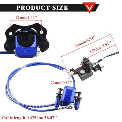 PRO BAT 110cc ATV Disc Brake Assembly Master Cylinder Caliper Brake Pads - color: Blue