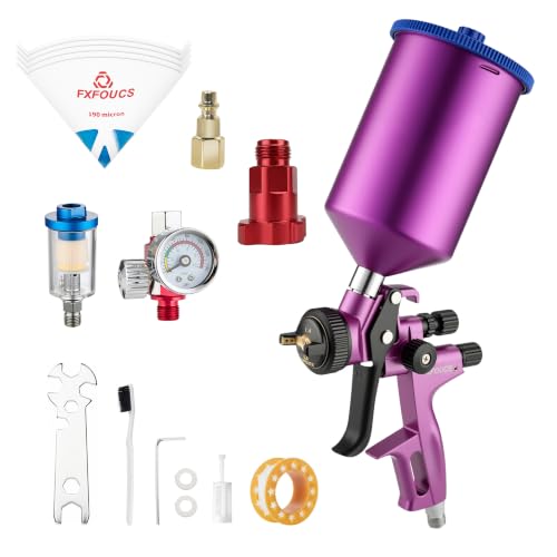 HVLP Air Spray Gun Kit 1.4mm, Professional Automotive Paint Sprayer - color: Purple, size: 1.4mm