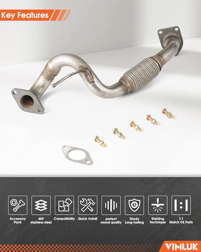 53826 Stainless Steel Exhaust Flex Pipe Compatible with 2008-2013 Nissan Rogue; 2014-2015 Nissan Rogue Select (VK-53826) - size: 2008-2013 Nissan Rogue / 2014-2015 Rogue Select