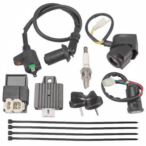GY6 Ignition Coil CDI Box Voltage Regulator Relay Solenoid Ignition Switch Key Spark Plug Kit for Tomberlin Crossfire 150R Hammerhead GTS Spiderbox 150 Go Kart Scooter Moped ATV GY6 50cc 125cc 150cc