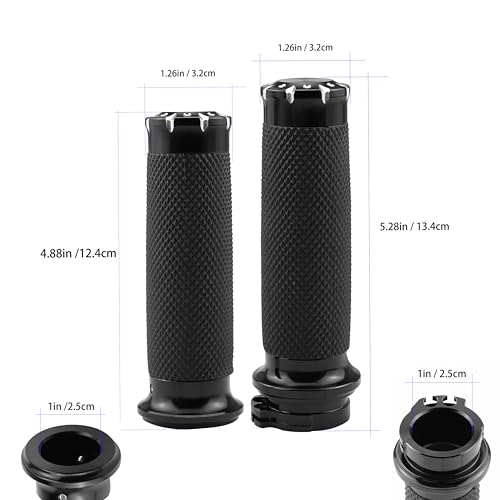 1 Inch/25mm MotorcycleGrips Cable Throttle Hand Grips for Harley Touring Softail Dyna Street Glide Sportster 883/1200Cruisers Choppers - color: Black