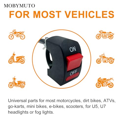 7/8'' 22mm Motorcycle Handlebar Switch, Handlebar Toggle Switch with On Off Push Button for U5 U7 U2 Motorcycle, Dirt Bike, ATV, Kart, Mini Bike, E-Bike, Scooter Handle Kill Switch.