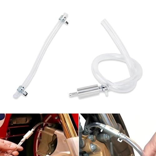 2 PCS Motorcycle Brake Bleeder Tool, Flexible and Oil-Resistant Clutch Hydraulic Brake Exhaust Replacement Hose, One-Way Check Valve Bleeder Cleaning Part, Universal for Motorcycles (Silver)