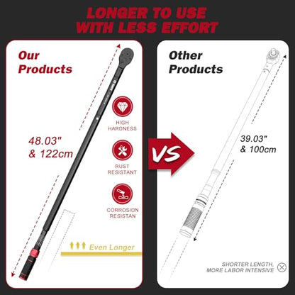 VANPO 1-inch Drive Click Torque Wrench, 200-1200 Ft-Lb,for Trucks - size: 1-Inch (200-1200 Ft-Lb / 271-1626 Nm)
