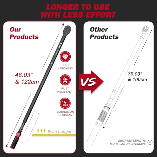 VANPO 1-Inch Drive Click Torque Wrench, 200-1200 Ft-Lb for Trucks - size: 1-Inch (200-1200 Ft-Lb / 271-1626 Nm)